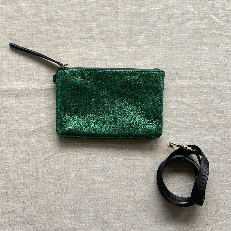 Small Elisa Clutch | Metallic Green