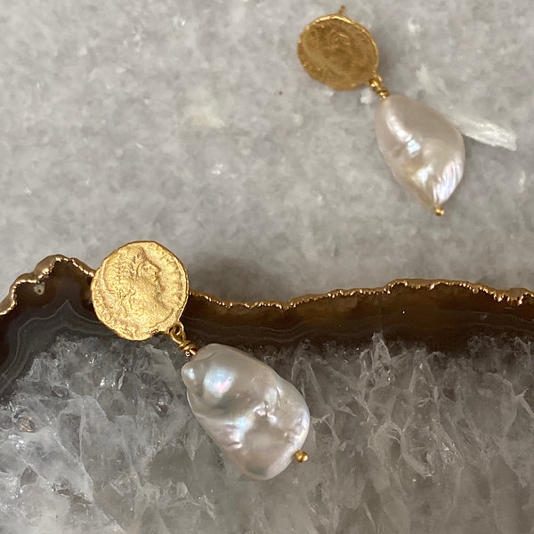 Ancient Coin Pearl Drops