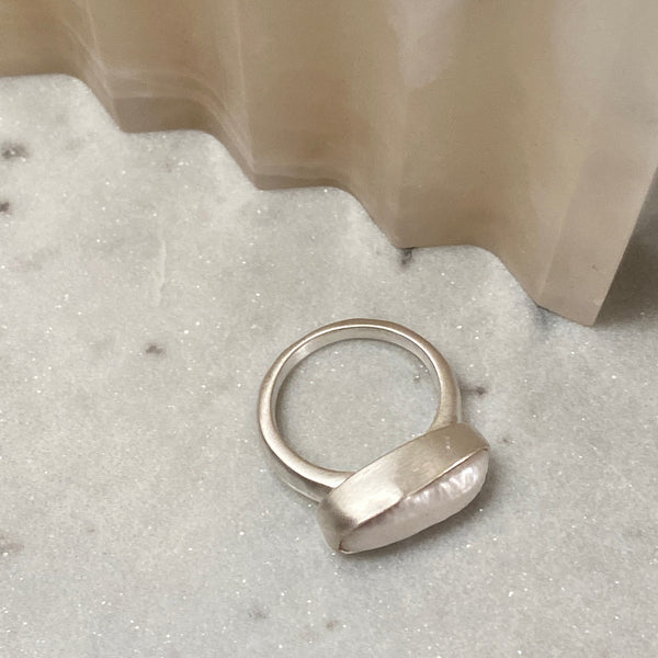 Pearl Bar Ring | Silver