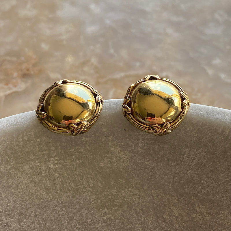Chained Ball Stud Earrings | Brass