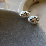 Chained Ball Stud Earrings | Silver Plate
