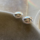 Chained Ball Stud Earrings | Silver Plate