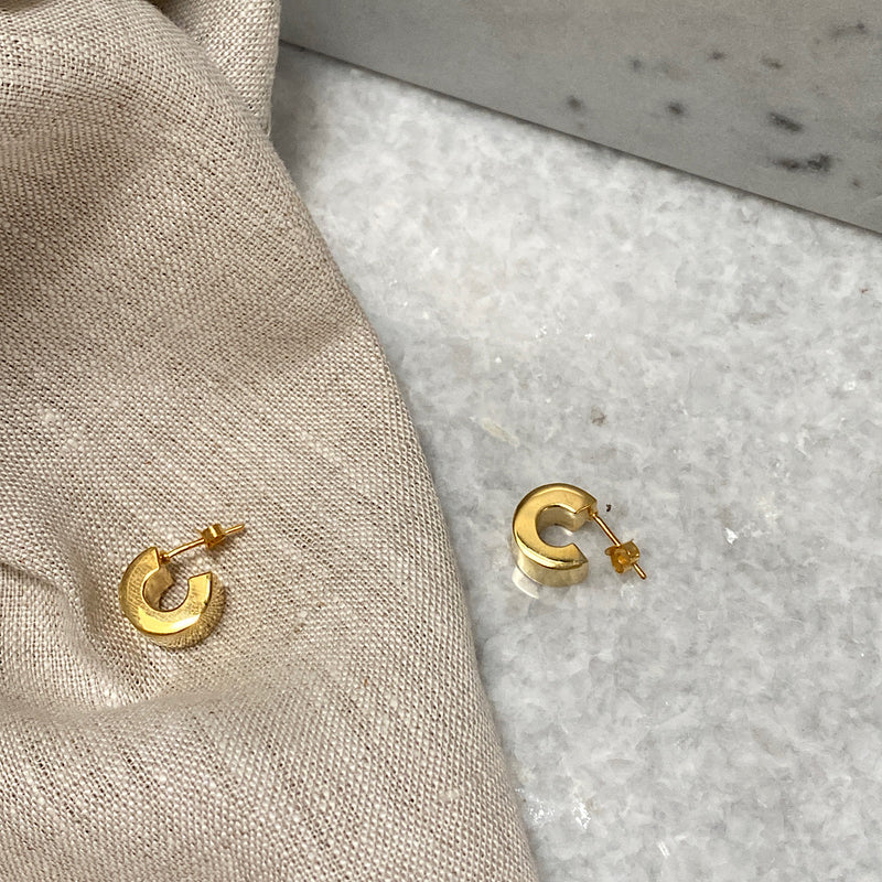 Tiny Square Tube Hoop Earrings | Gold Plated