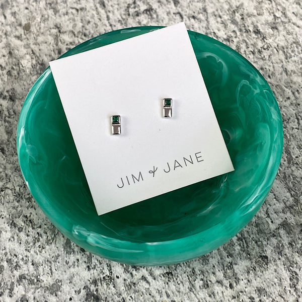 Two Square Stud | Green