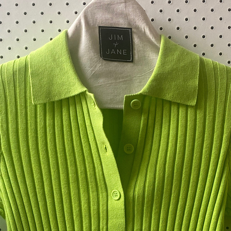 Cotton Collared Shirt | Acid Green