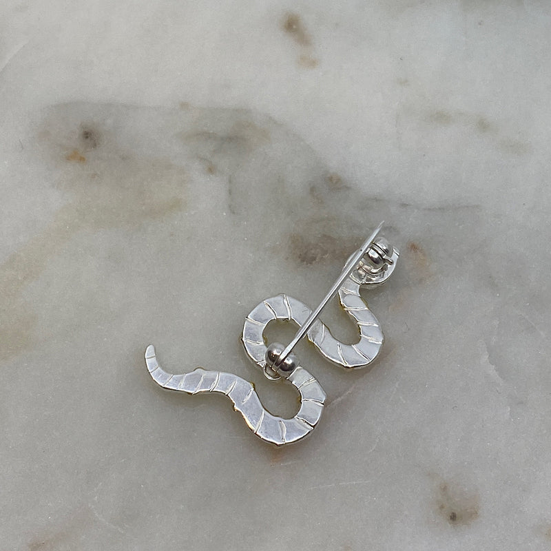 Back of a Sterling silver Snake Brooch designed by Jim & Jane Sydney