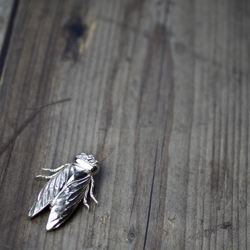 sterling silver cicada pendant brooch pin