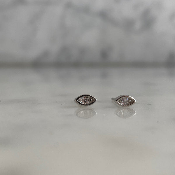 crystal evil eye stud earrings sterling silver 