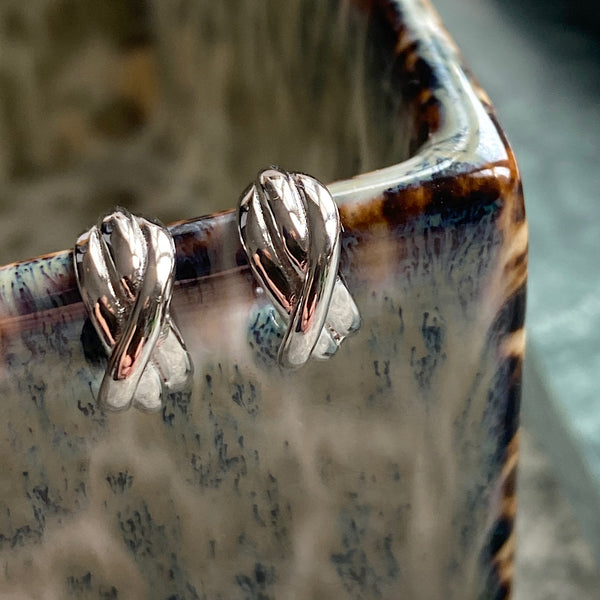 twisted knot silver hoop earrings