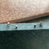 small silver pave bar stud earrings