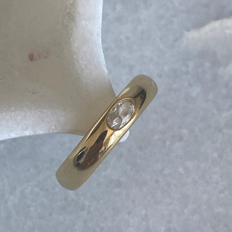 eye spy gold ring band with inset clear cz crystal