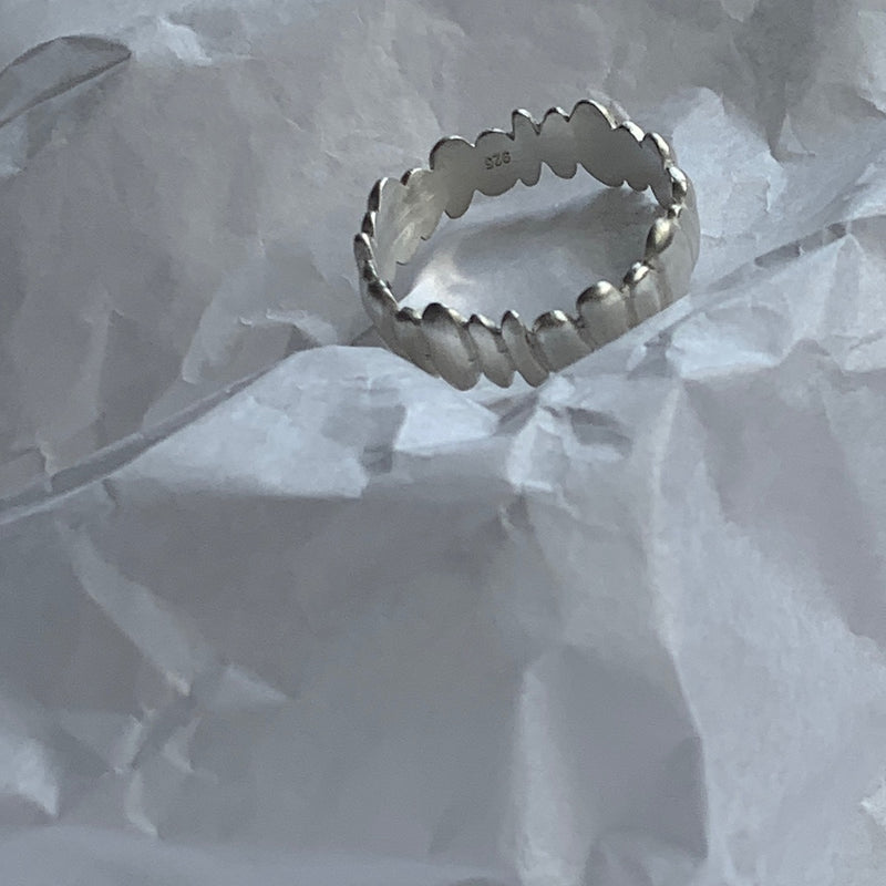 sterling silver pebble textured ring band