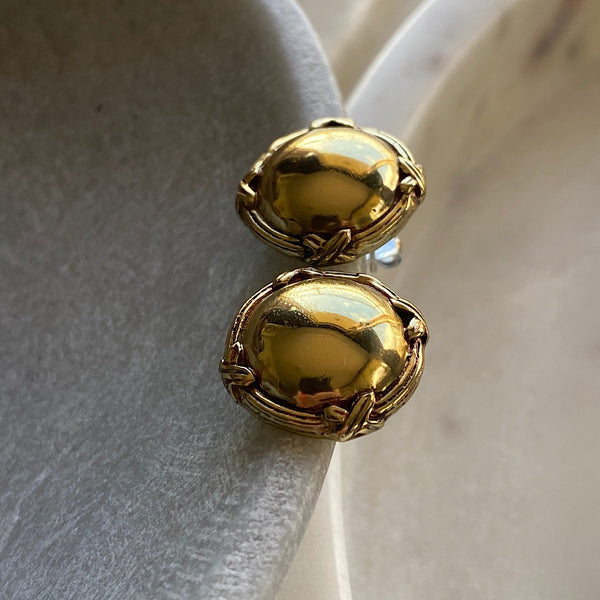 Chained Ball Stud Earrings | Brass