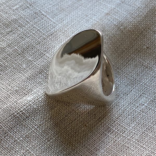 Chunky Silver Rectangle Curve Ring