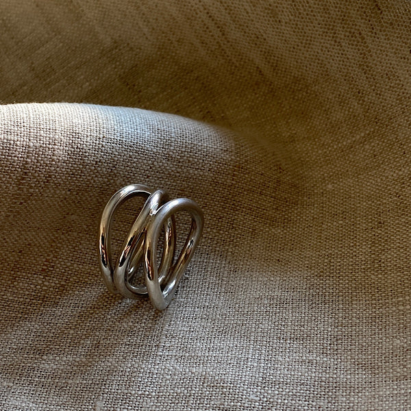 Curved Ribbon Silver Ring