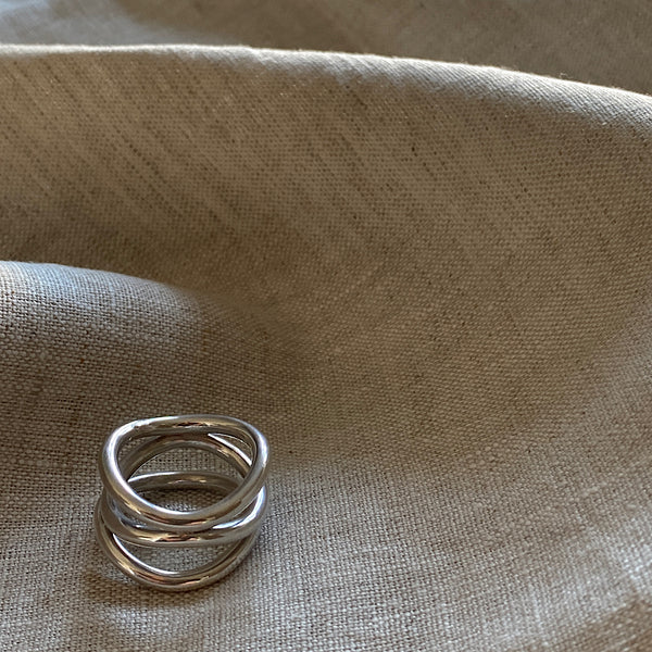 Curved Ribbon Silver Ring