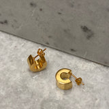 Tiny Square Tube Hoop Earrings | Gold Plated