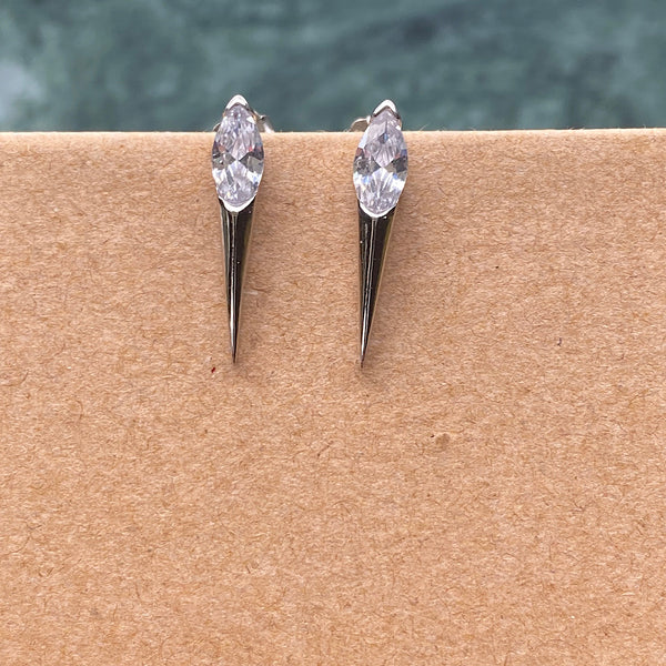 sterling silver clear crystal spike earrings