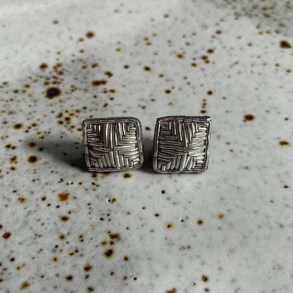 Pyramid Stud Earrings | Silver
