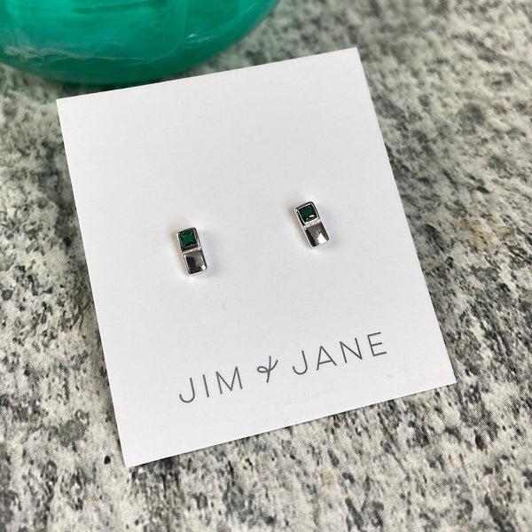 Two Square Stud | Green