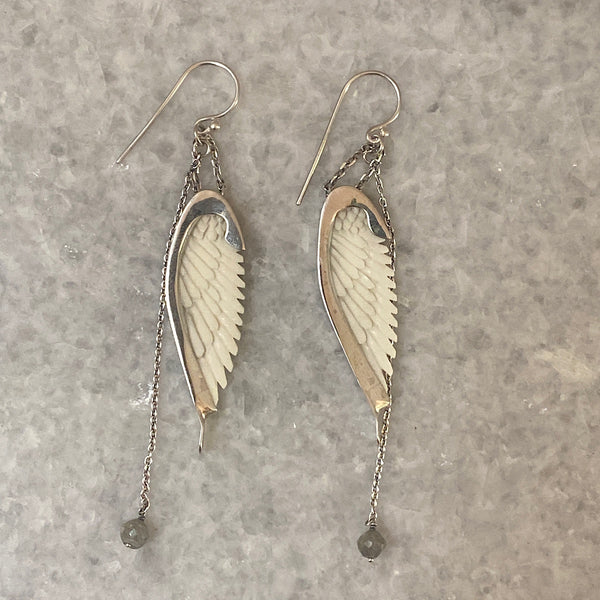Silver Ava Earrings | White