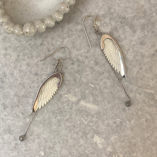 Silver Ava Earrings | White